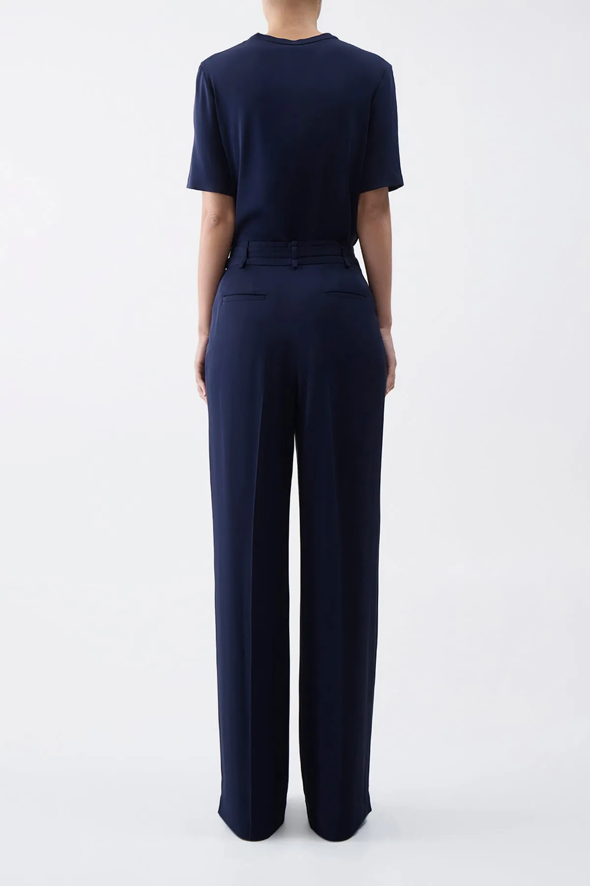 Maura Pant in Navy Silk Crepe sold by Gabriela Hearst product image thumbnail 4