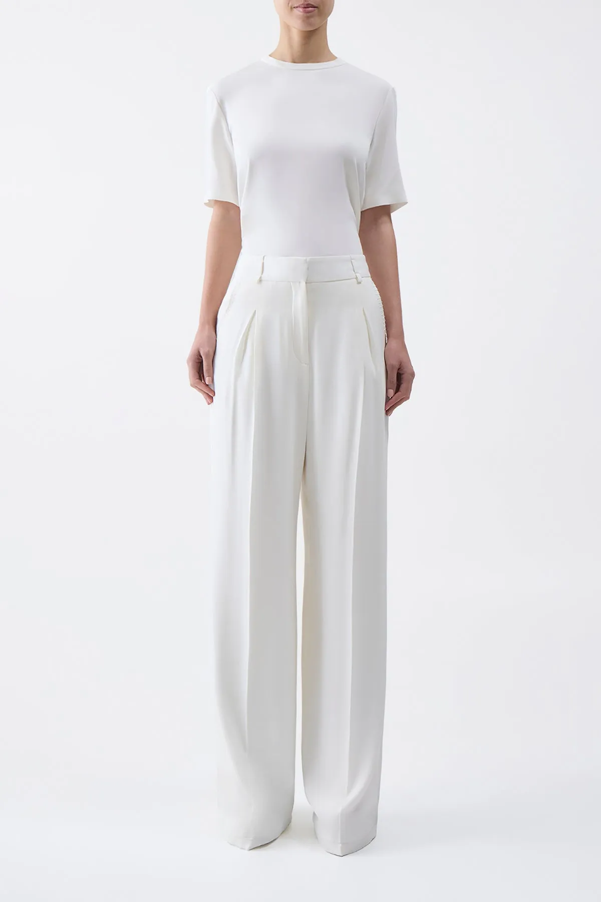 Maura Pant in Ivory Silk Crepe sold by Gabriela Hearst product image thumbnail 2