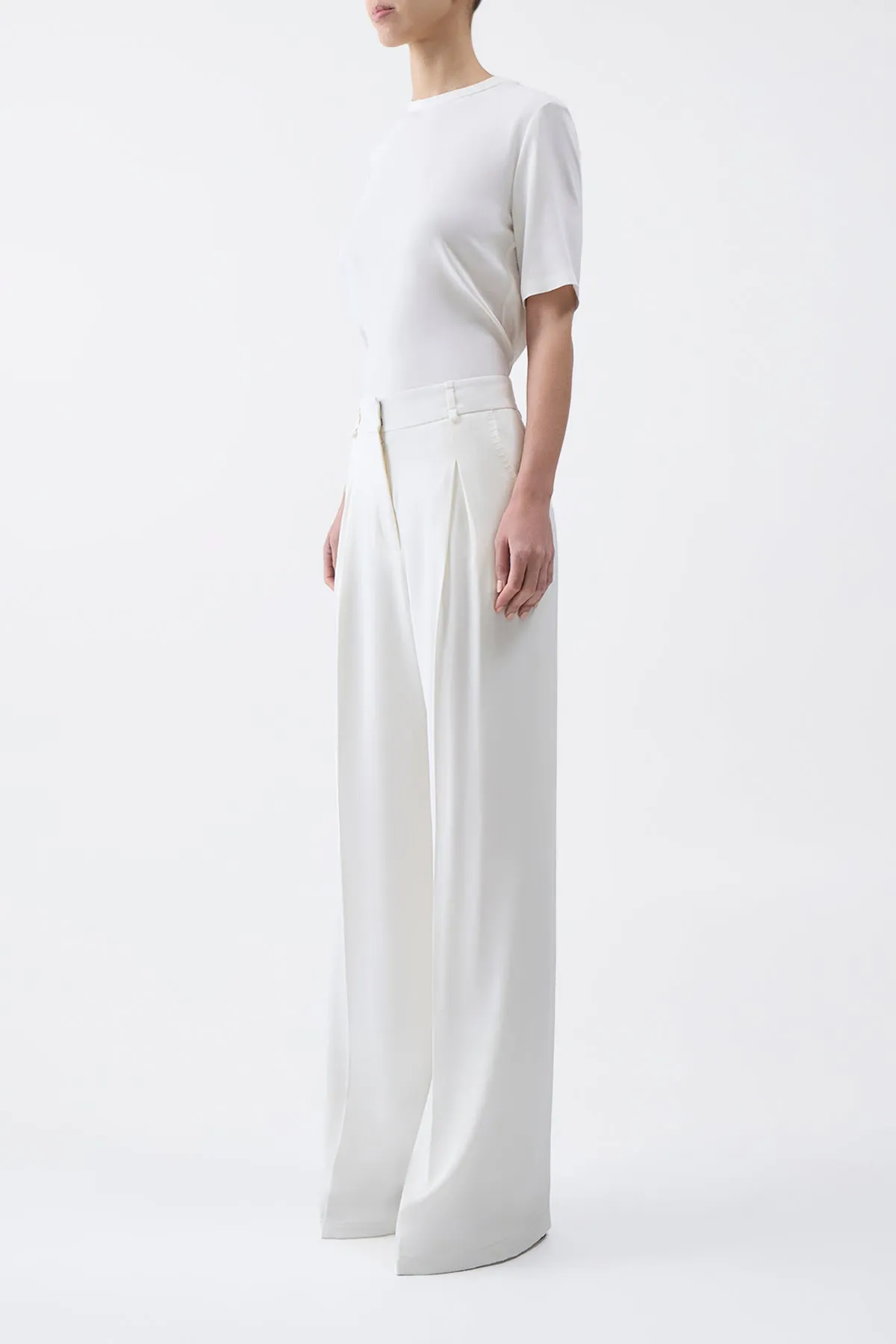 Maura Pant in Ivory Silk Crepe sold by Gabriela Hearst product image thumbnail 3