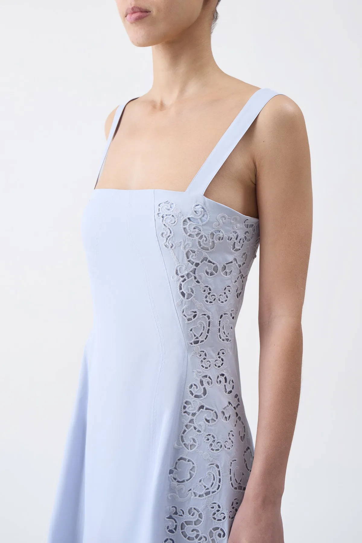 Lenya Lace Midi Dress in Light Blue Sea Island Cotton sold by Gabriela Hearst product image thumbnail 3