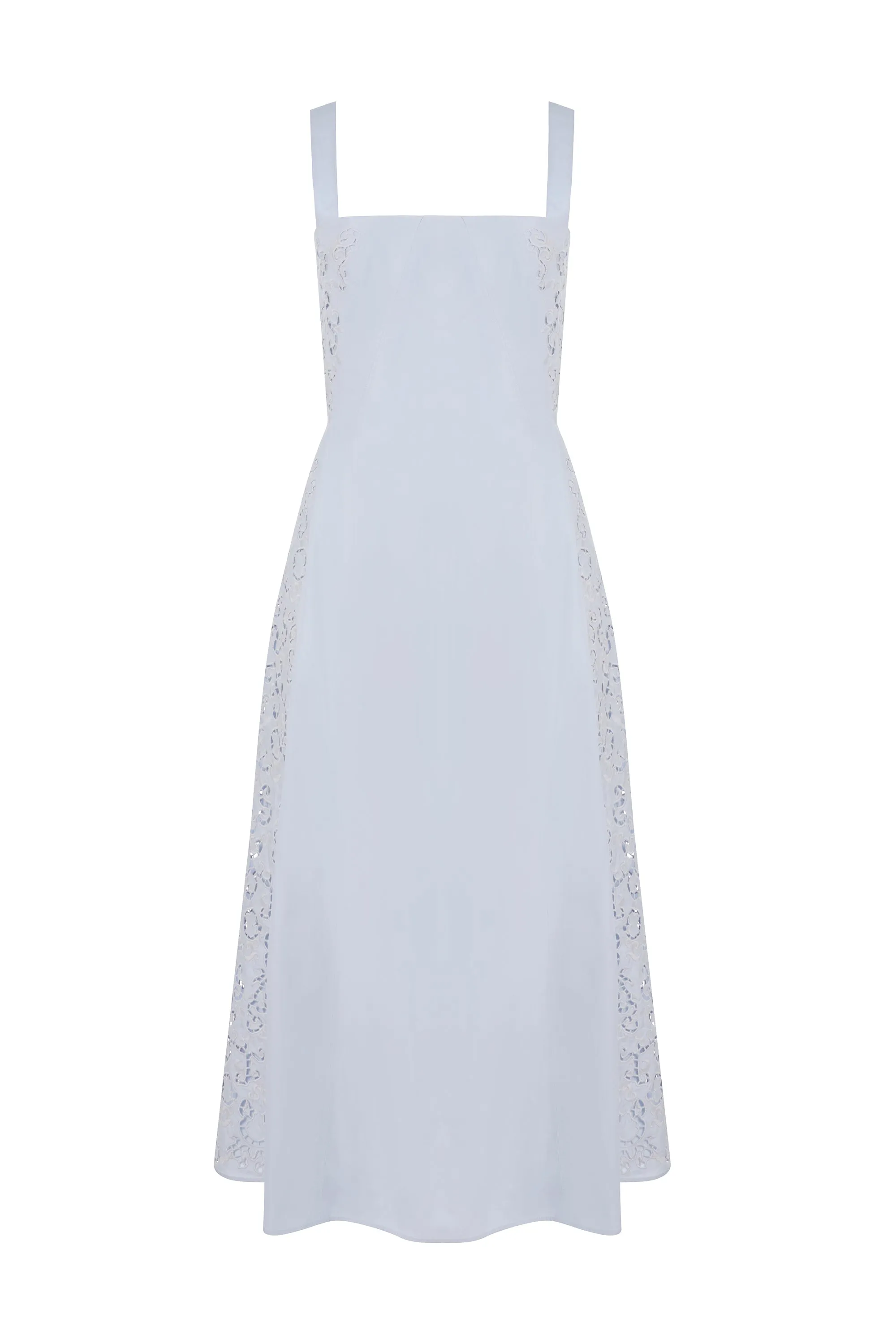 Lenya Lace Midi Dress in Light Blue Sea Island Cotton sold by Gabriela Hearst