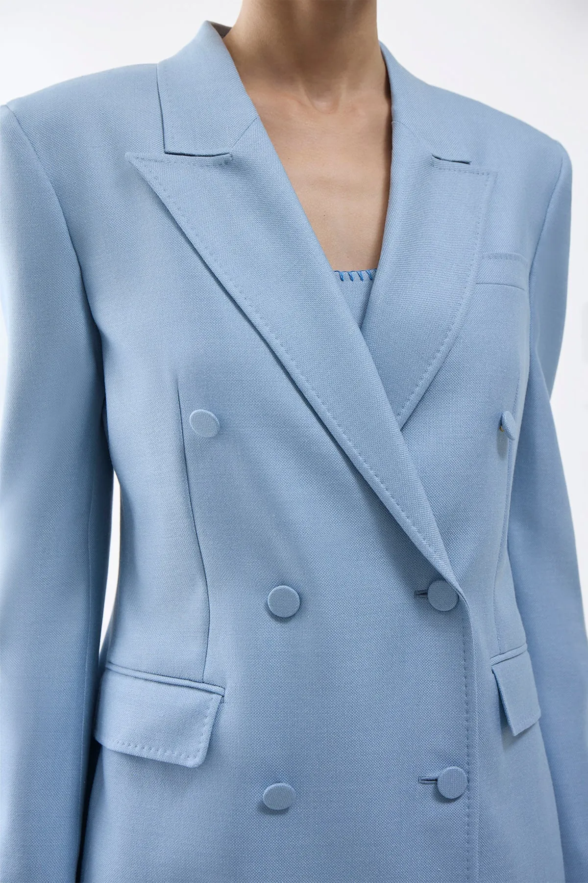 Gavin Blazer in Stone Blue SIlk Virgin Wool sold by Gabriela Hearst product image thumbnail 5