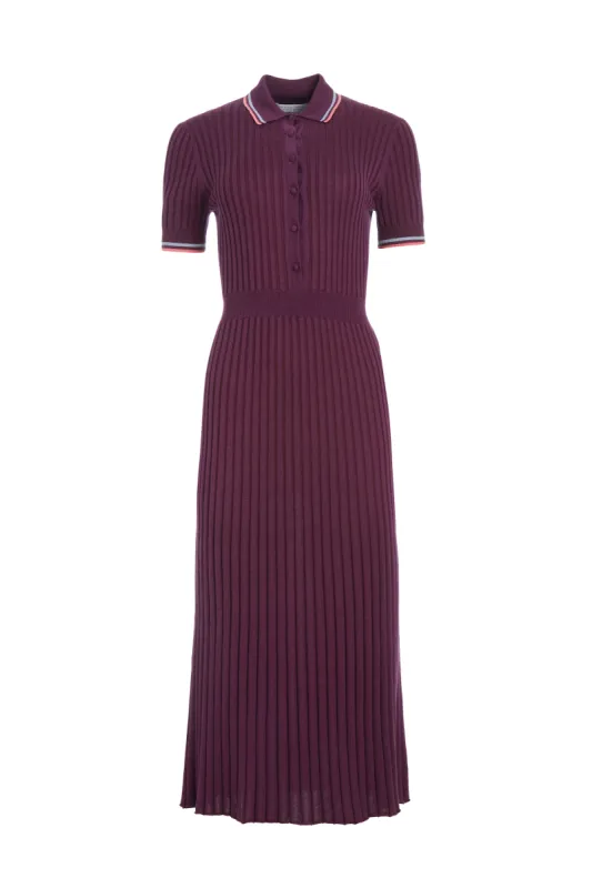 Eyot Knit Maxi Dress in Italian Plum Cashmere Silk sold by Gabriela Hearst