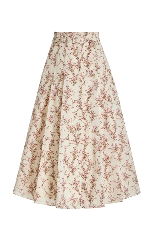 Dugald Pleated Midi Skirt in Ivory Multi Wool sold by Gabriela Hearst