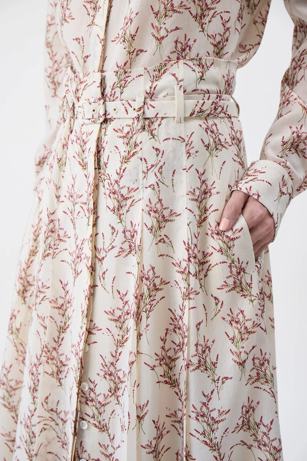 Dugald Pleated Midi Skirt in Ivory Multi Wool sold by Gabriela Hearst product image thumbnail 5