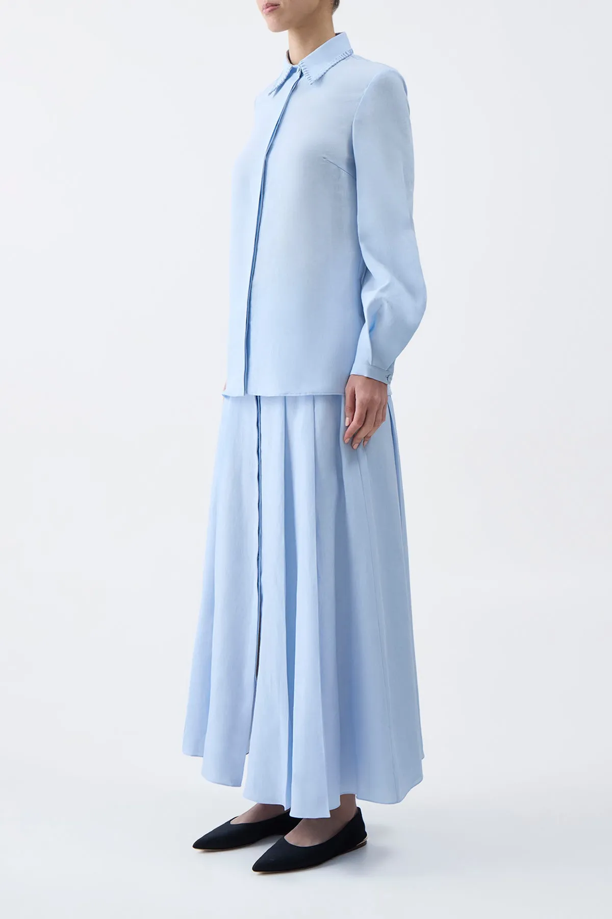 Delmer Top in Light Blue Aloe Linen sold by Gabriela Hearst product image thumbnail 3