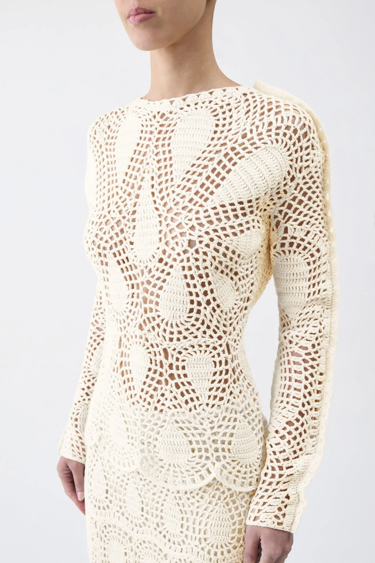 Cleo Crochet Maxi Skirt in Ivory Wool Cashmere sold by Gabriela Hearst product image thumbnail 4