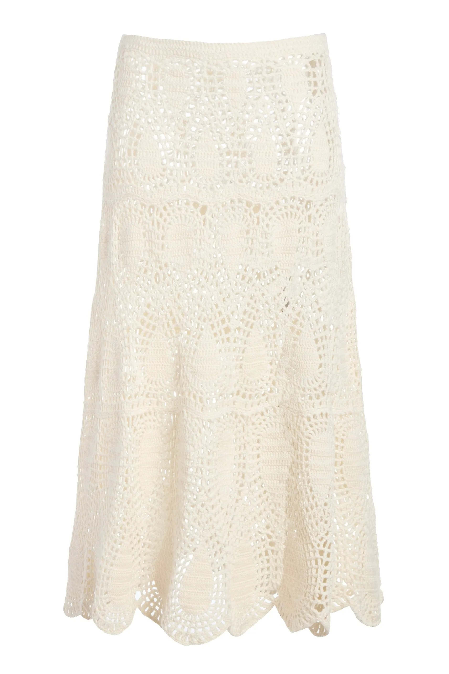 Cleo Crochet Maxi Skirt in Ivory Wool Cashmere sold by Gabriela Hearst