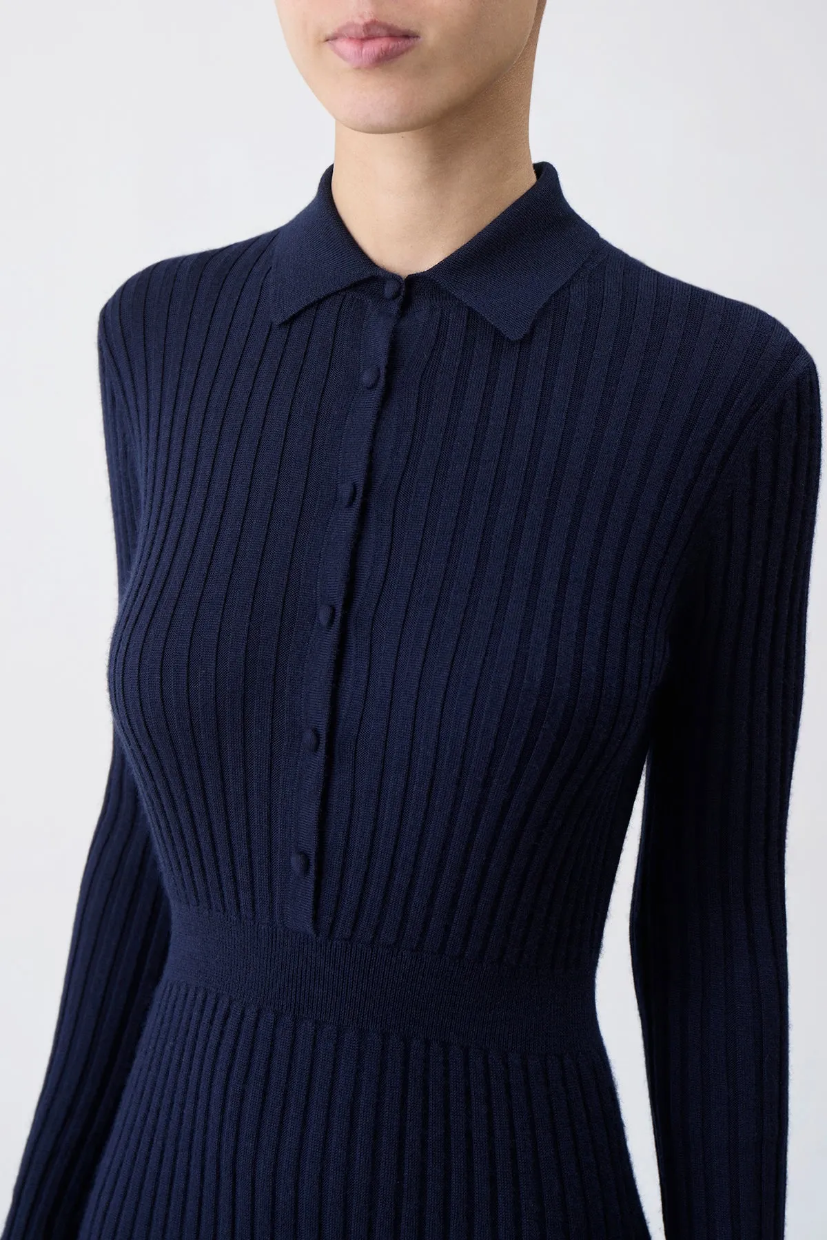 Ardor Knit Maxi Dress in Navy Cashmere Silk sold by Gabriela Hearst product image thumbnail 3