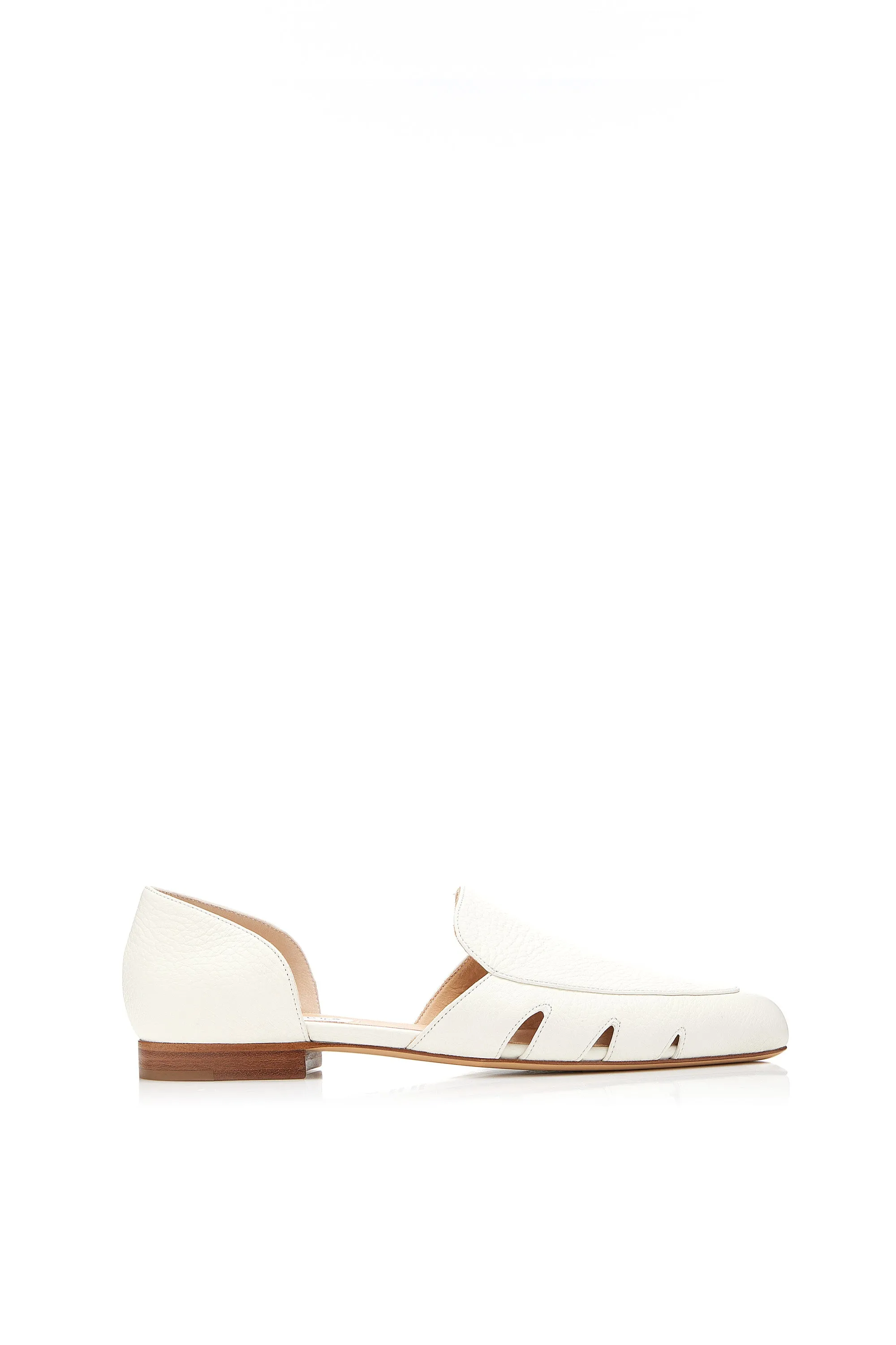 Rory Flat Shoe in Cream Textured Leather sold by Gabriela Hearst