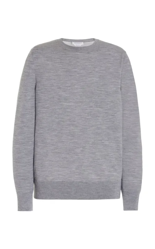 Palco Knit Crewneck in Heather Grey Merino Wool sold by Gabriela Hearst
