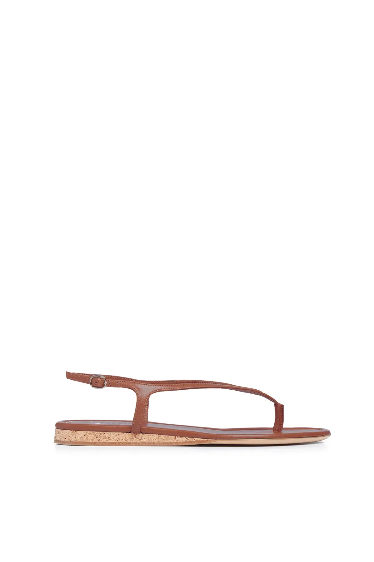 Gia Flat Sandal in Cognac Nappa Leather sold by Gabriela Hearst