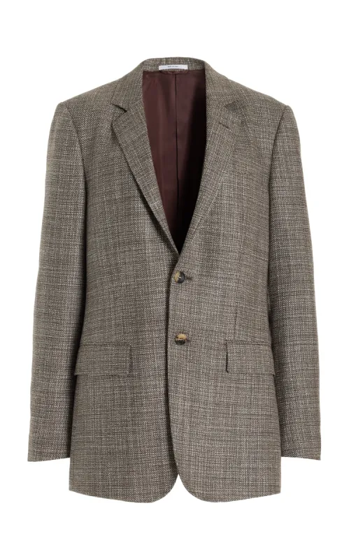Irving Jacket in Chocolate Virgin Wool Tweed sold by Gabriela Hearst