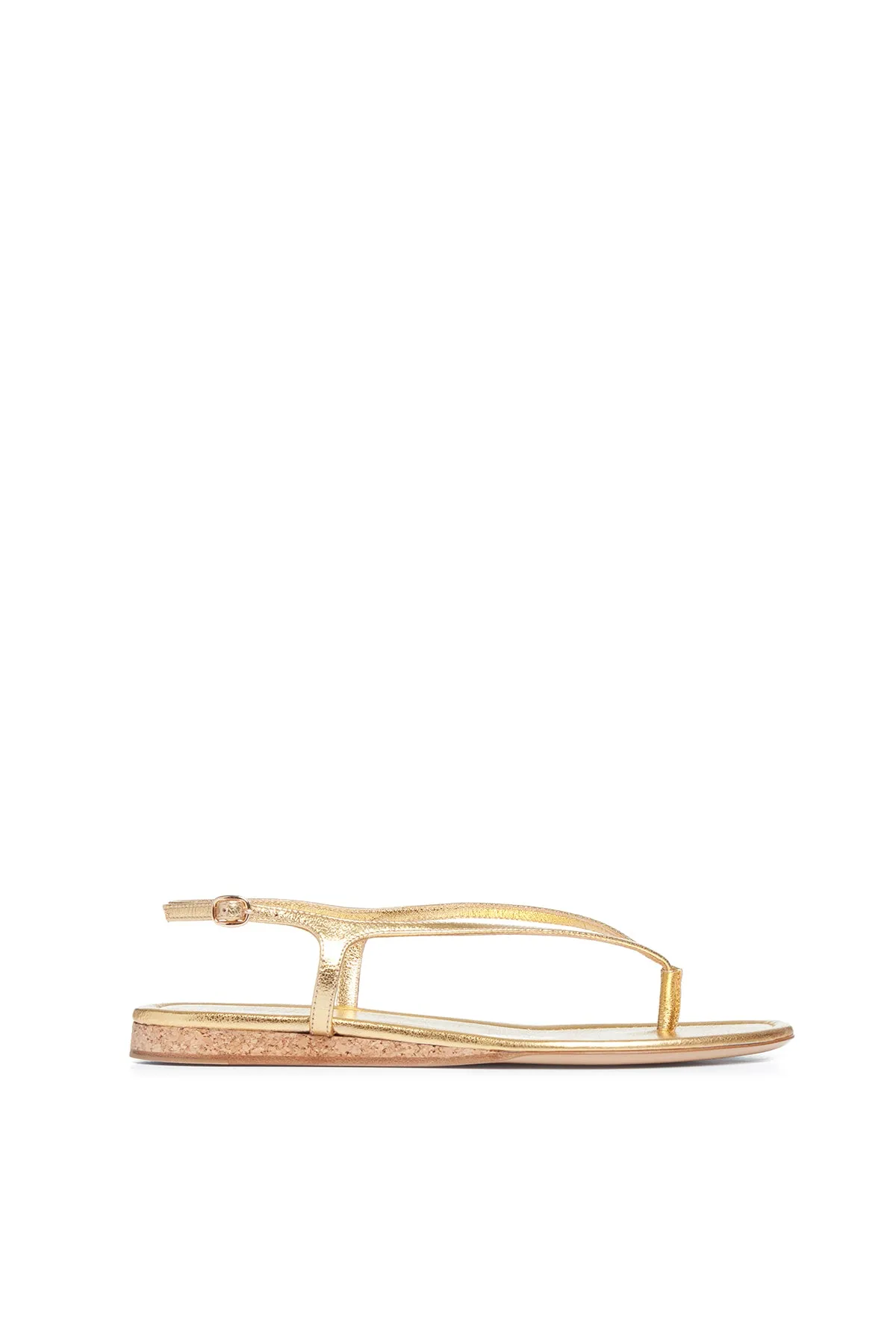 Gia Flat Sandal in Gold Metallic Nappa Leather sold by Gabriela Hearst
