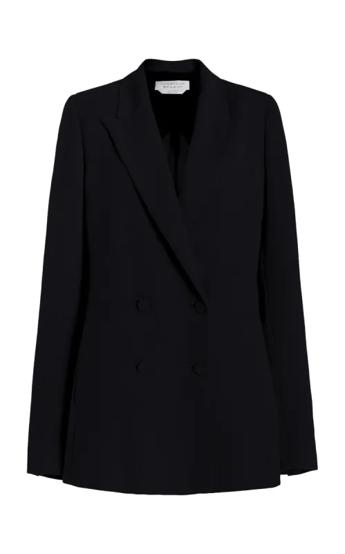 Damus Blazer in Black Silk Wool Cady sold by Gabriela Hearst