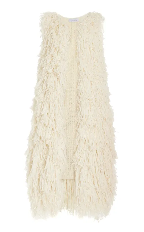 Sigmud Knit Gilet in Ivory Virgin Wool Cashmere Silk sold by Gabriela Hearst