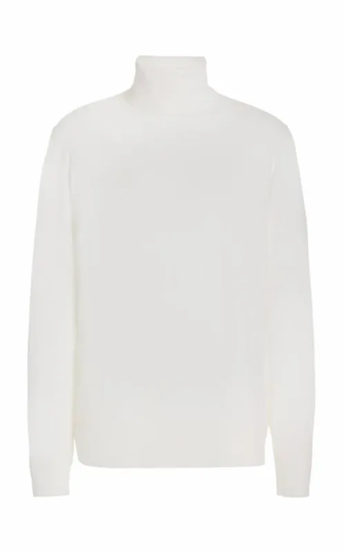 Jermaine Knit Turtleneck in Ivory Merino Wool sold by Gabriela Hearst