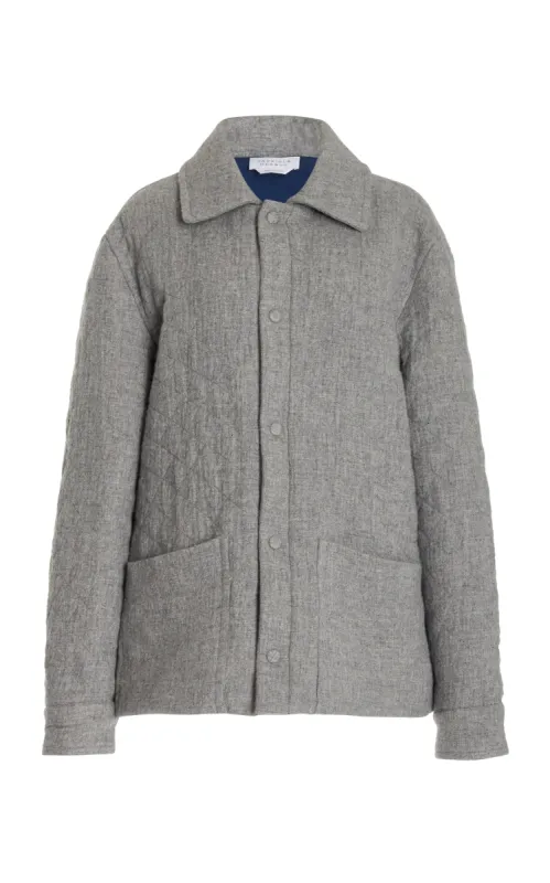 Skye Paddock Jacket in Light Grey Melange Cashmere Linen sold by Gabriela Hearst