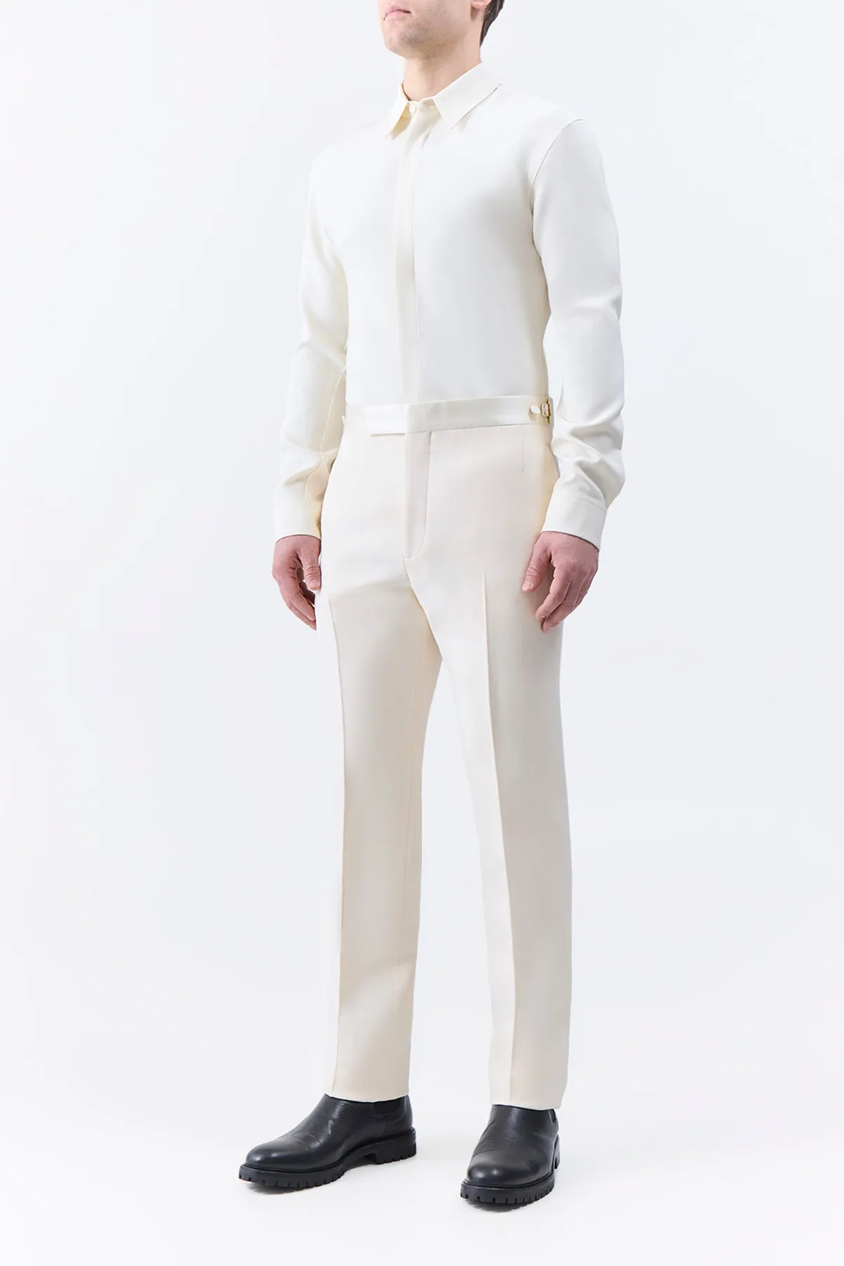 Simons Pant in Ivory Wool Silk Cady sold by Gabriela Hearst product image thumbnail 4