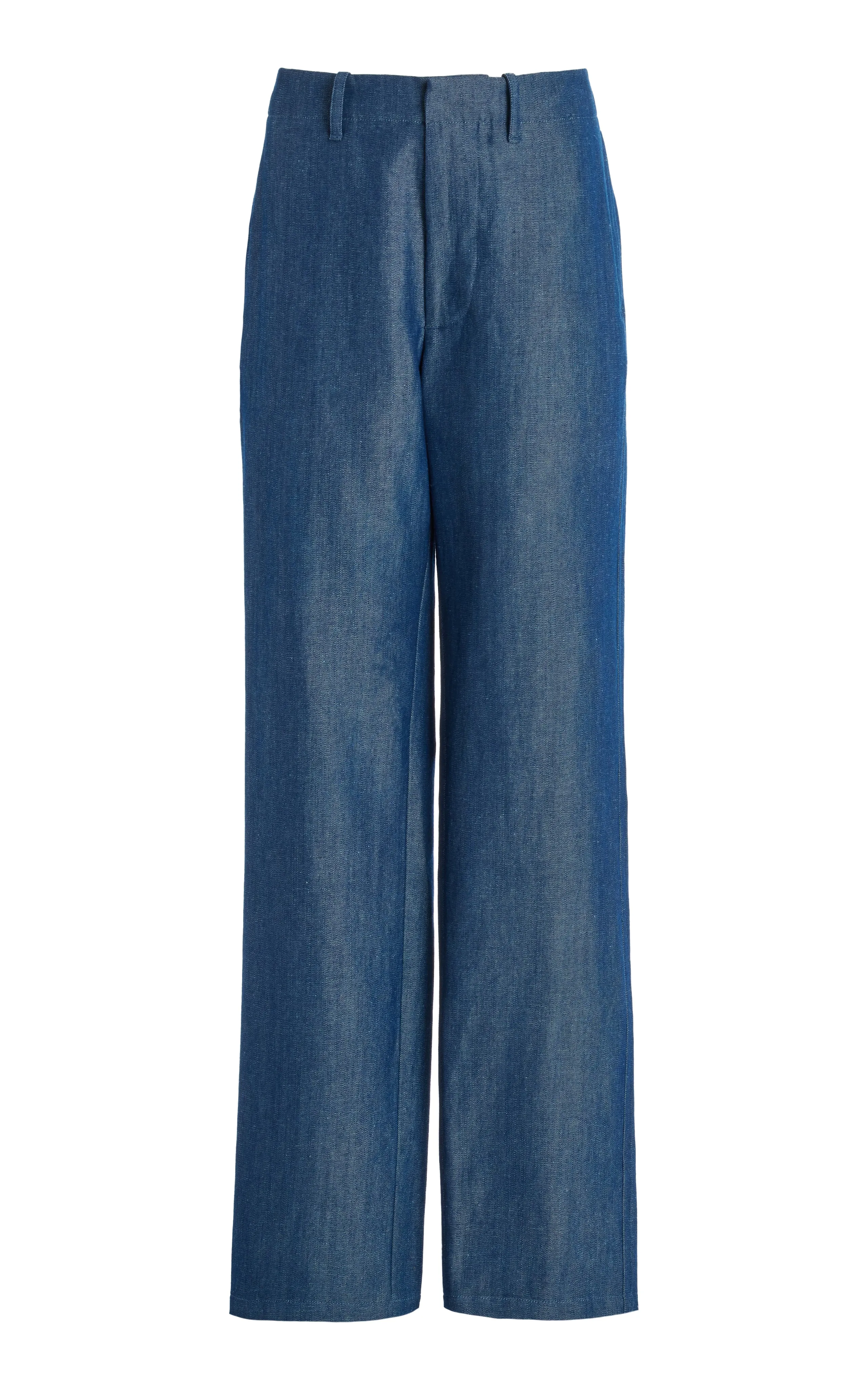 Rhys Pant in Deep Fluorite Blue Virgin Wool Linen Twill sold by Gabriela Hearst