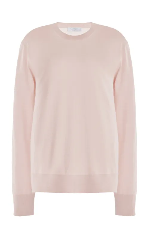 Palco Knit Crewneck in Blush Merino Wool sold by Gabriela Hearst