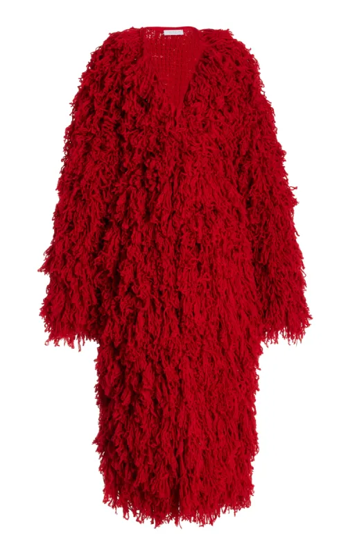Jantzen Knit Coat in Scarlet Red Virgin Wool Cashmere Silk sold by Gabriela Hearst