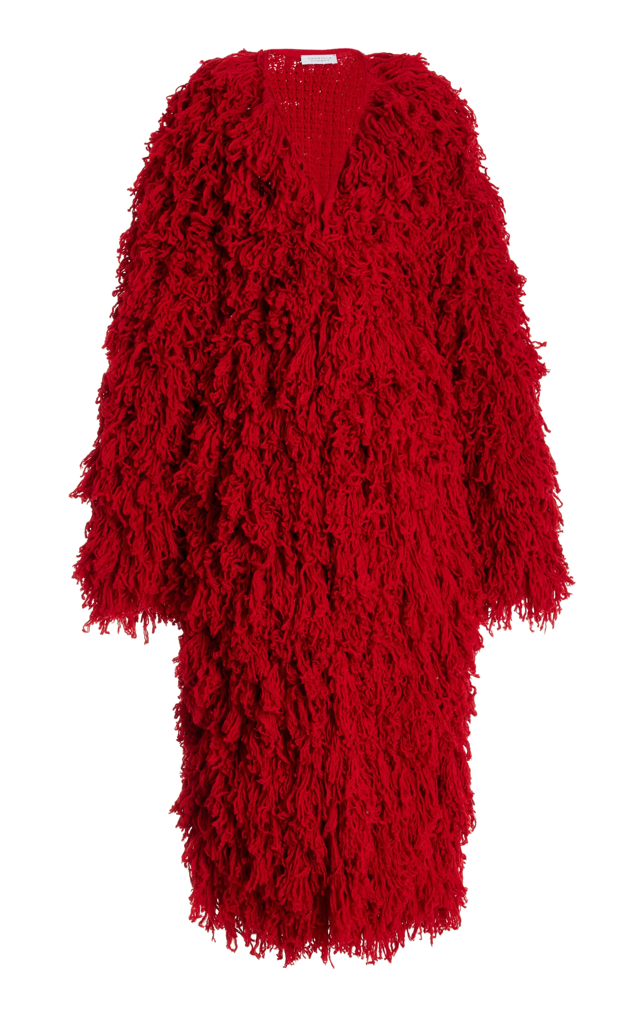 Jantzen Knit Coat in Scarlet Red Virgin Wool Cashmere Silk sold by Gabriela Hearst