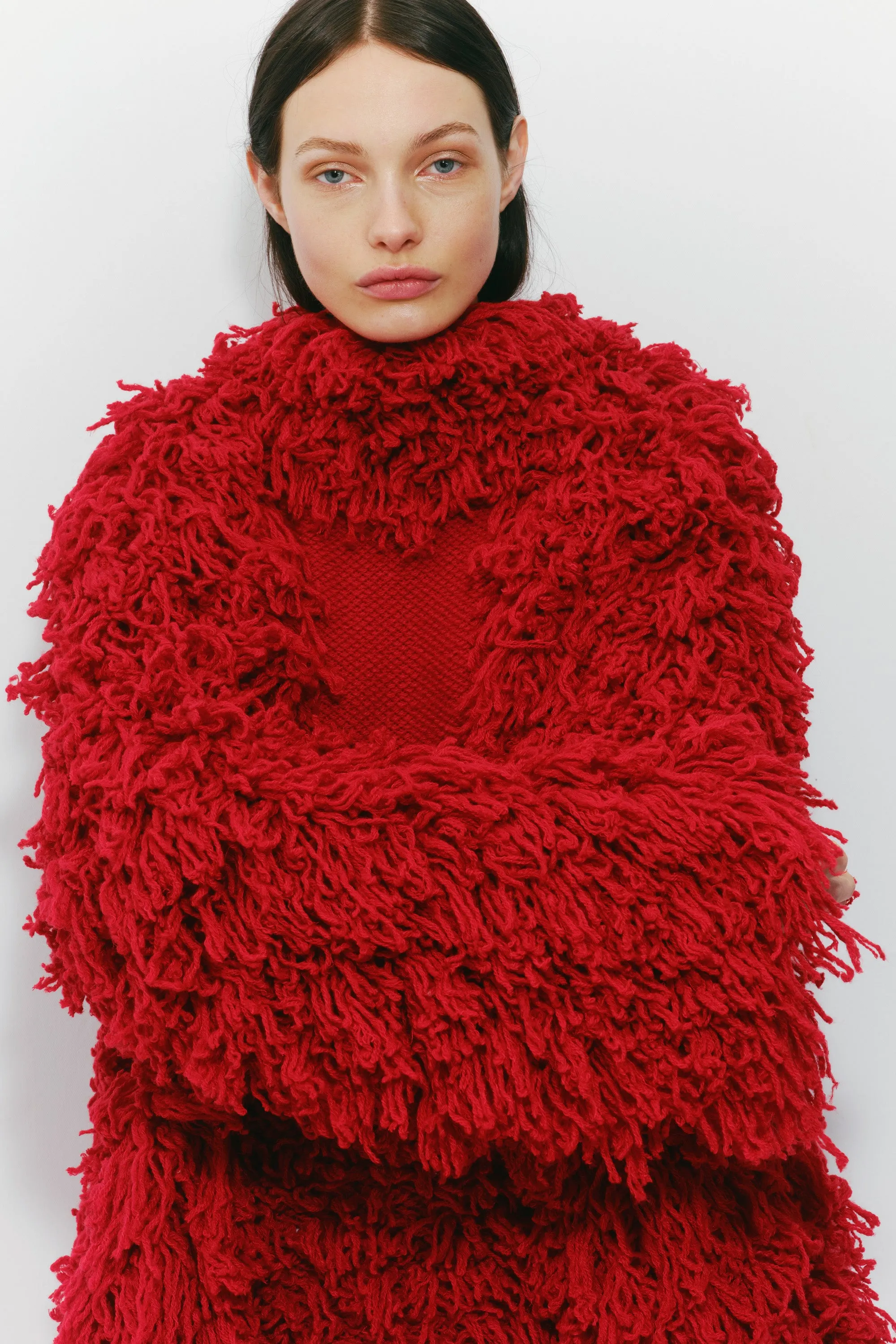 Jantzen Knit Coat in Scarlet Red Virgin Wool Cashmere Silk sold by Gabriela Hearst product image thumbnail 4