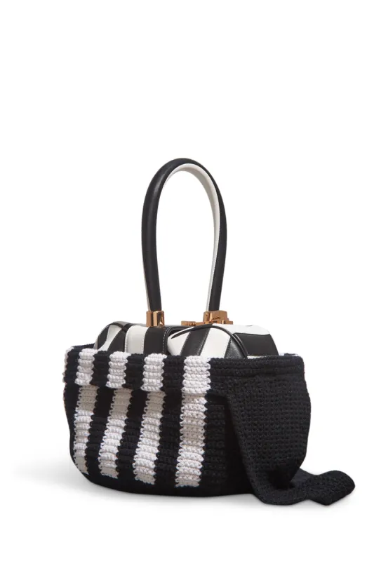 Crossover Knit Bag in Black & Ivory Cashmere sold by Gabriela Hearst