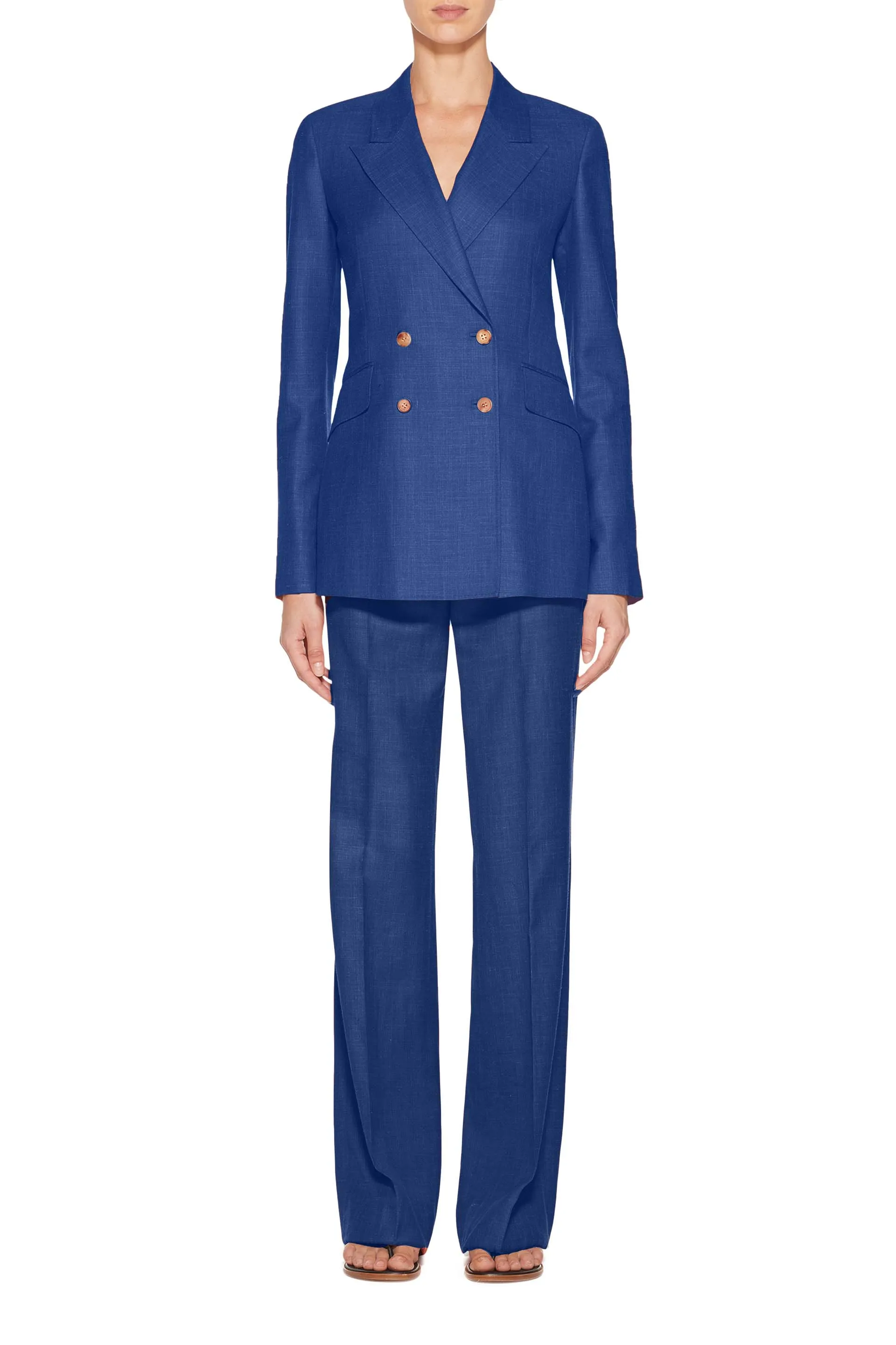 Angela Blazer in Cobalt Wool and Silk Linen sold by Gabriela Hearst product image thumbnail 2