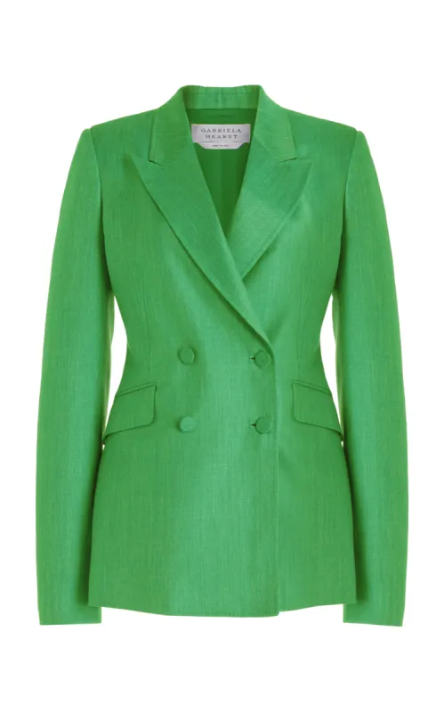 Stephanie Blazer in Peridot Green Virgin Wool and Silk Linen sold by Gabriela Hearst