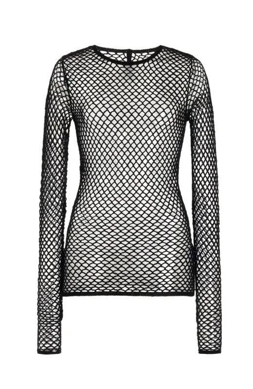 Troth Knit Top in Black Merino Wool sold by Gabriela Hearst