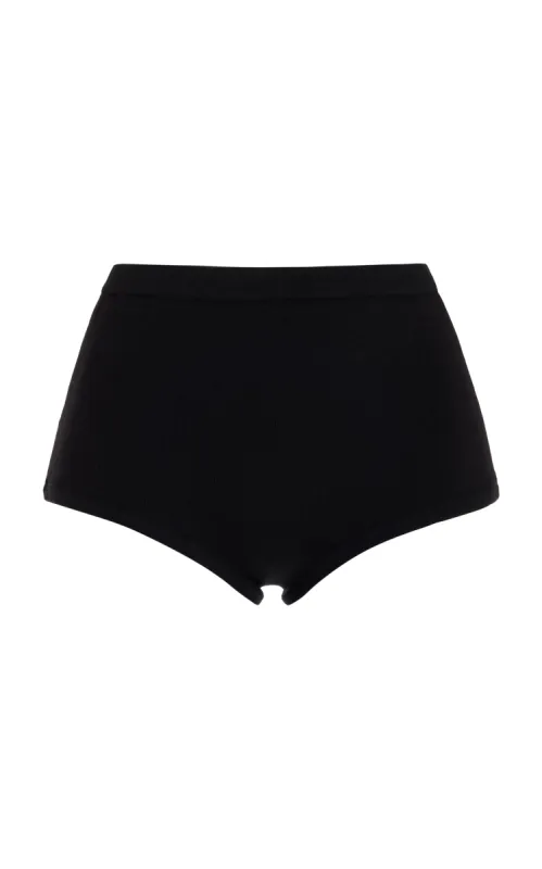 Aris Knit Short in Black Merino Wool sold by Gabriela Hearst