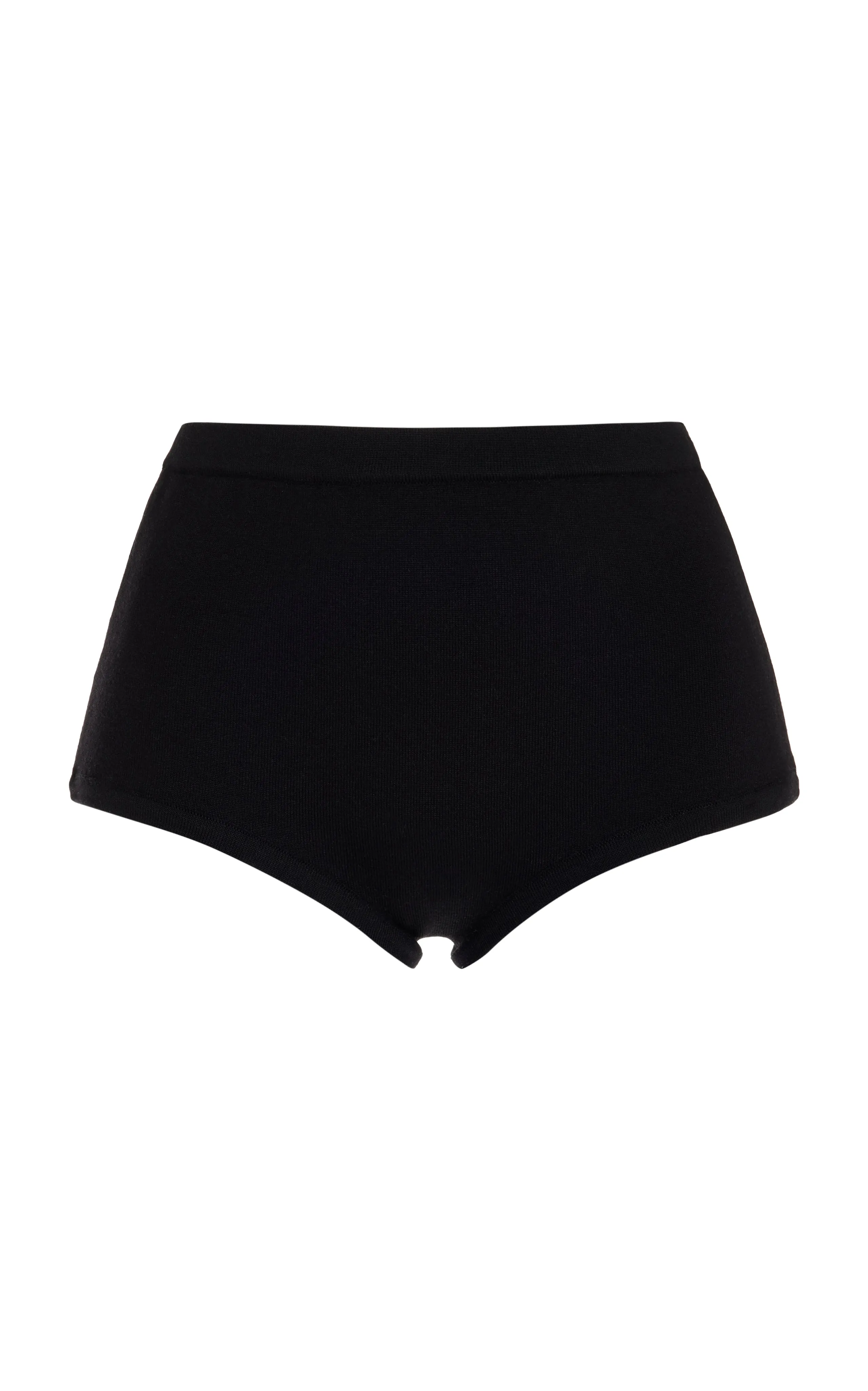 Aris Knit Short in Black Merino Wool sold by Gabriela Hearst