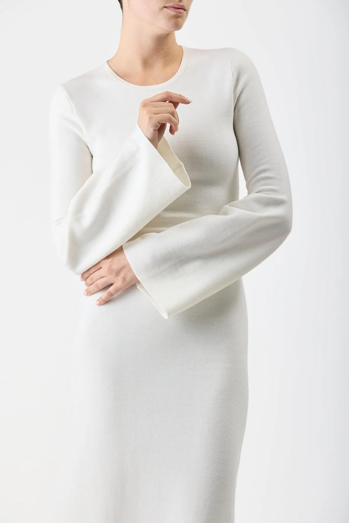 Palanco Knit Maxi Dress in White Merino Wool Cashmere sold by Gabriela Hearst product image thumbnail 5