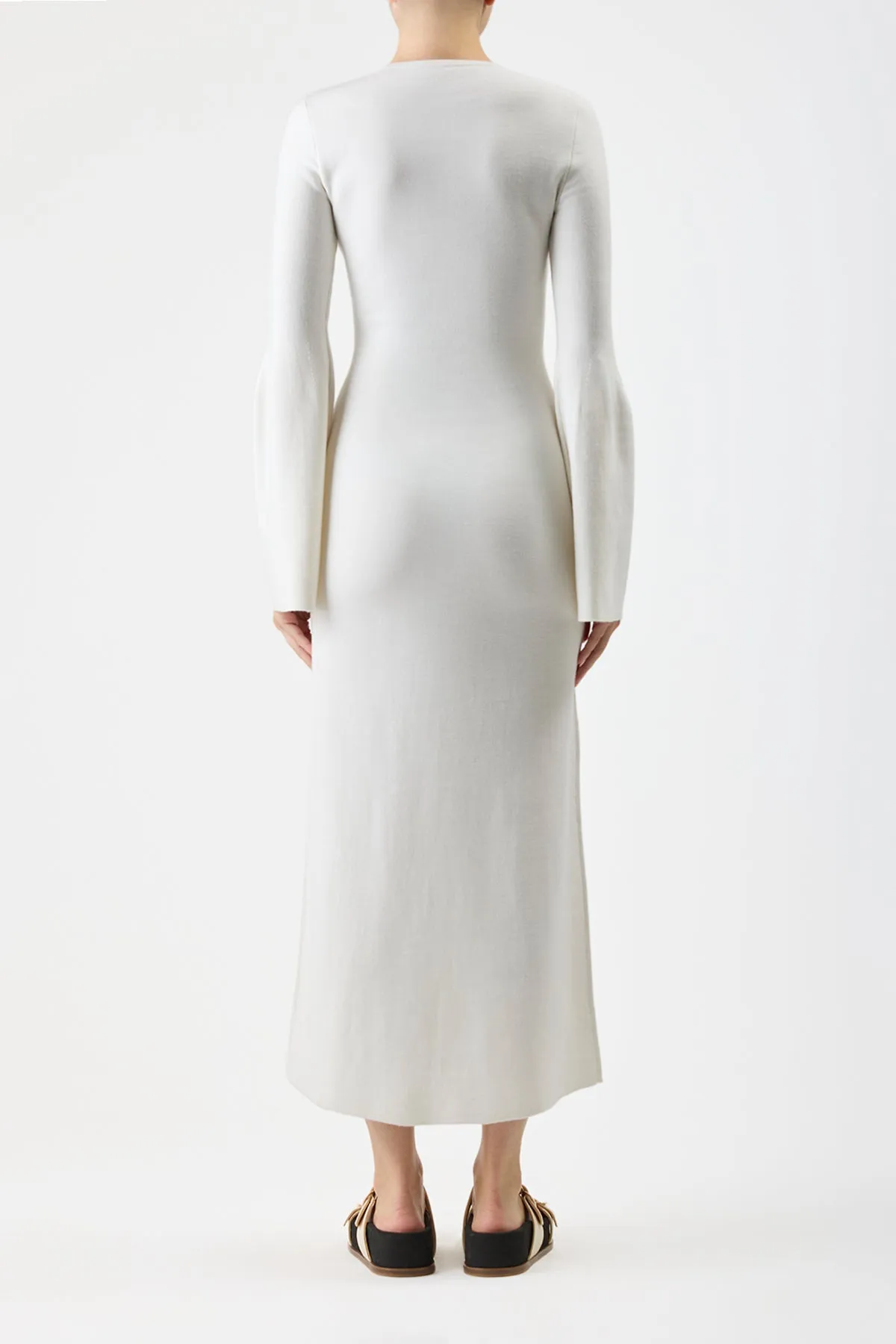 Palanco Knit Maxi Dress in White Merino Wool Cashmere sold by Gabriela Hearst product image thumbnail 4