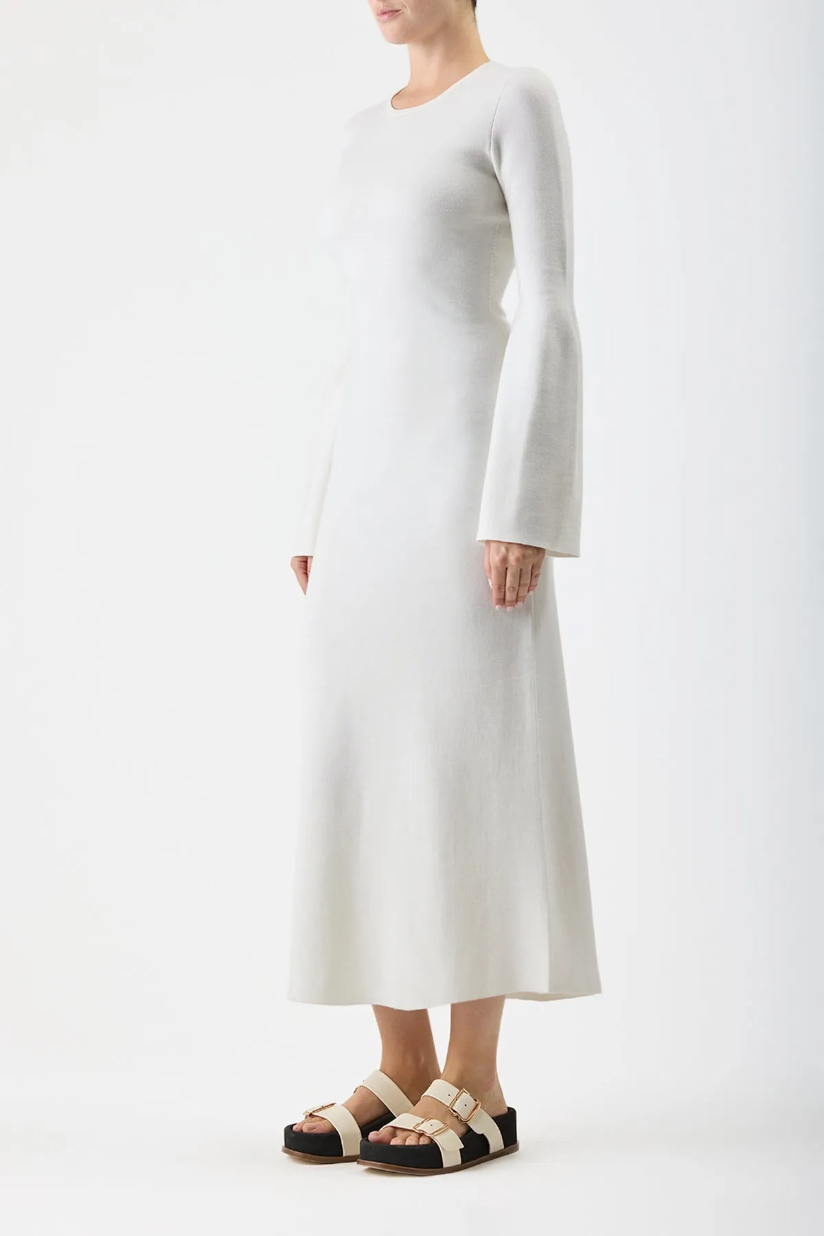 Palanco Knit Maxi Dress in White Merino Wool Cashmere sold by Gabriela Hearst product image thumbnail 3