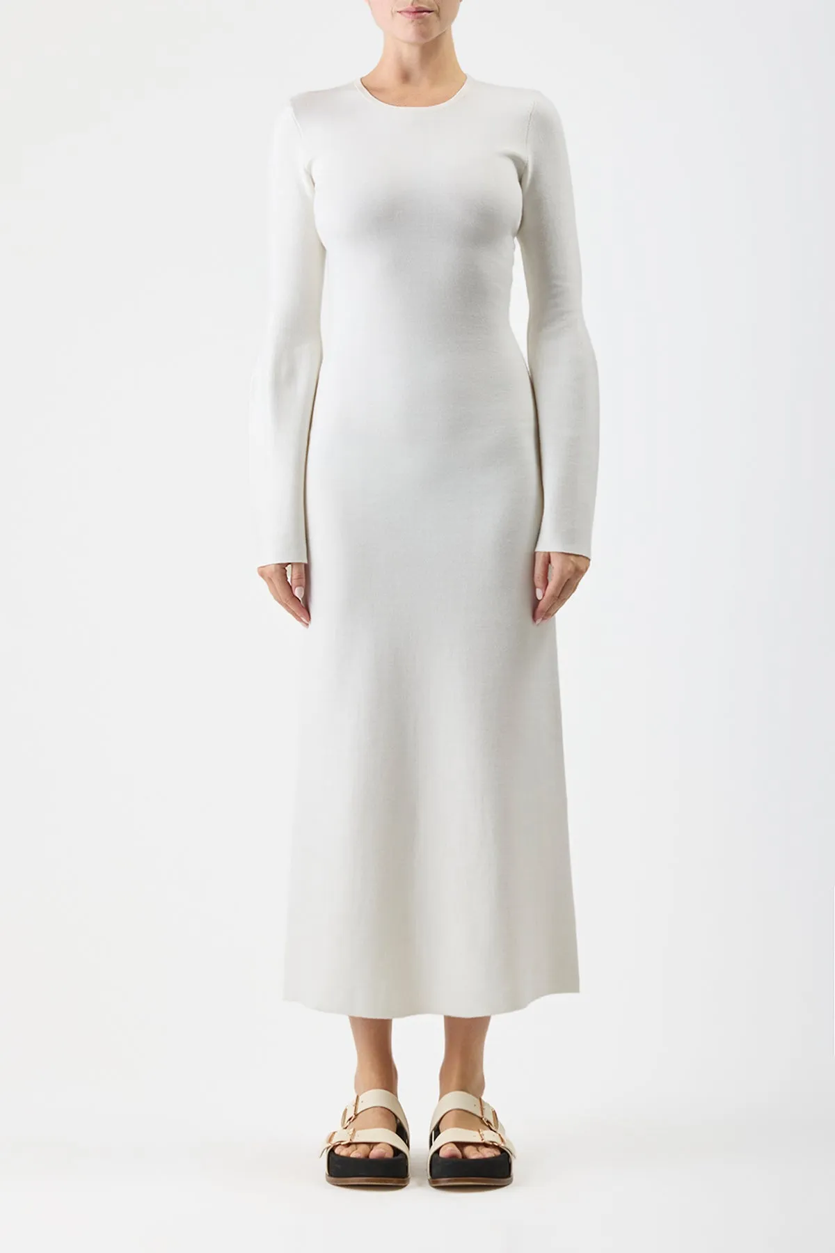 Palanco Knit Maxi Dress in White Merino Wool Cashmere sold by Gabriela Hearst product image thumbnail 2