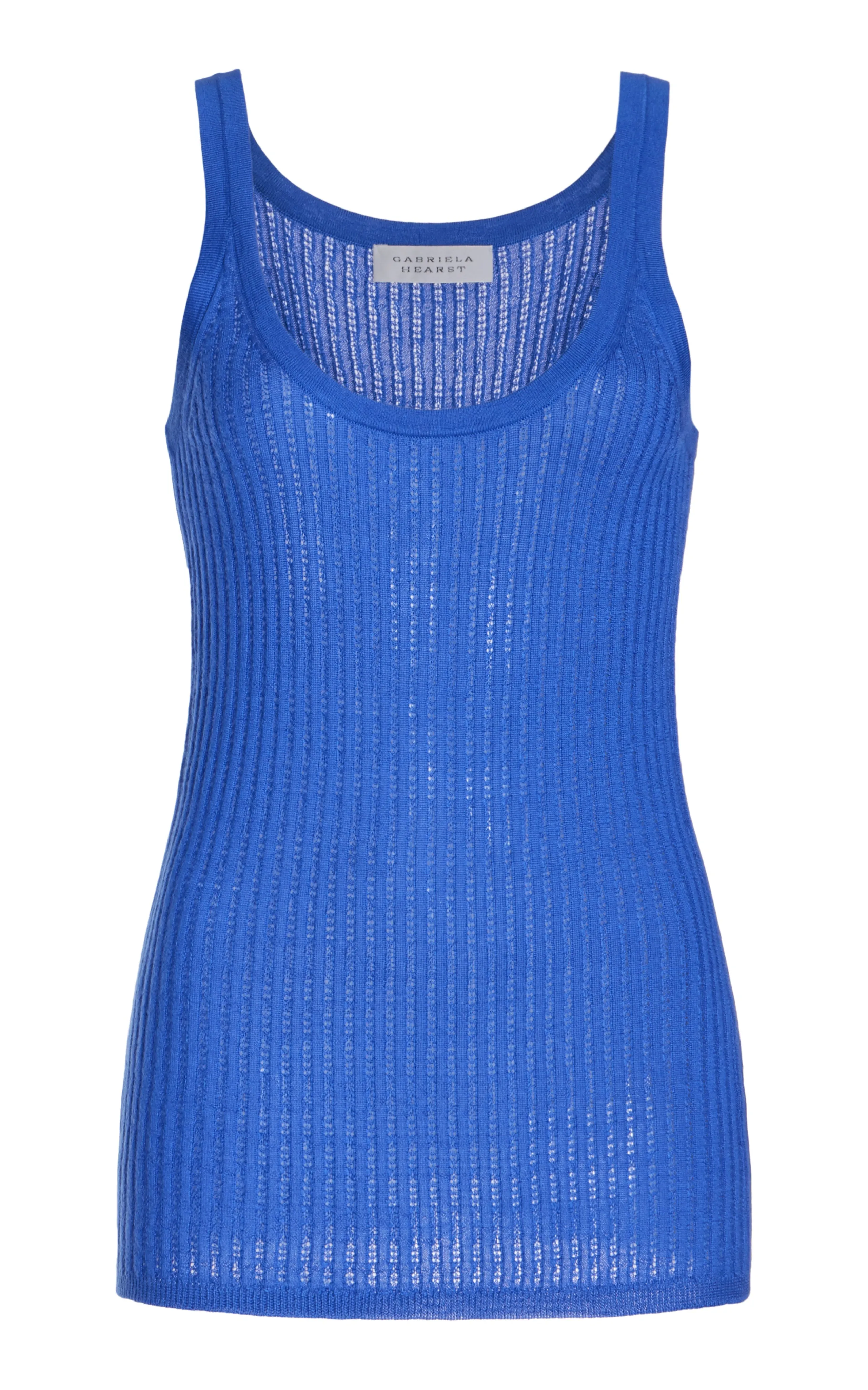Nevin Pointelle Knit Tank Top in Sapphire Cashmere Silk sold by Gabriela Hearst