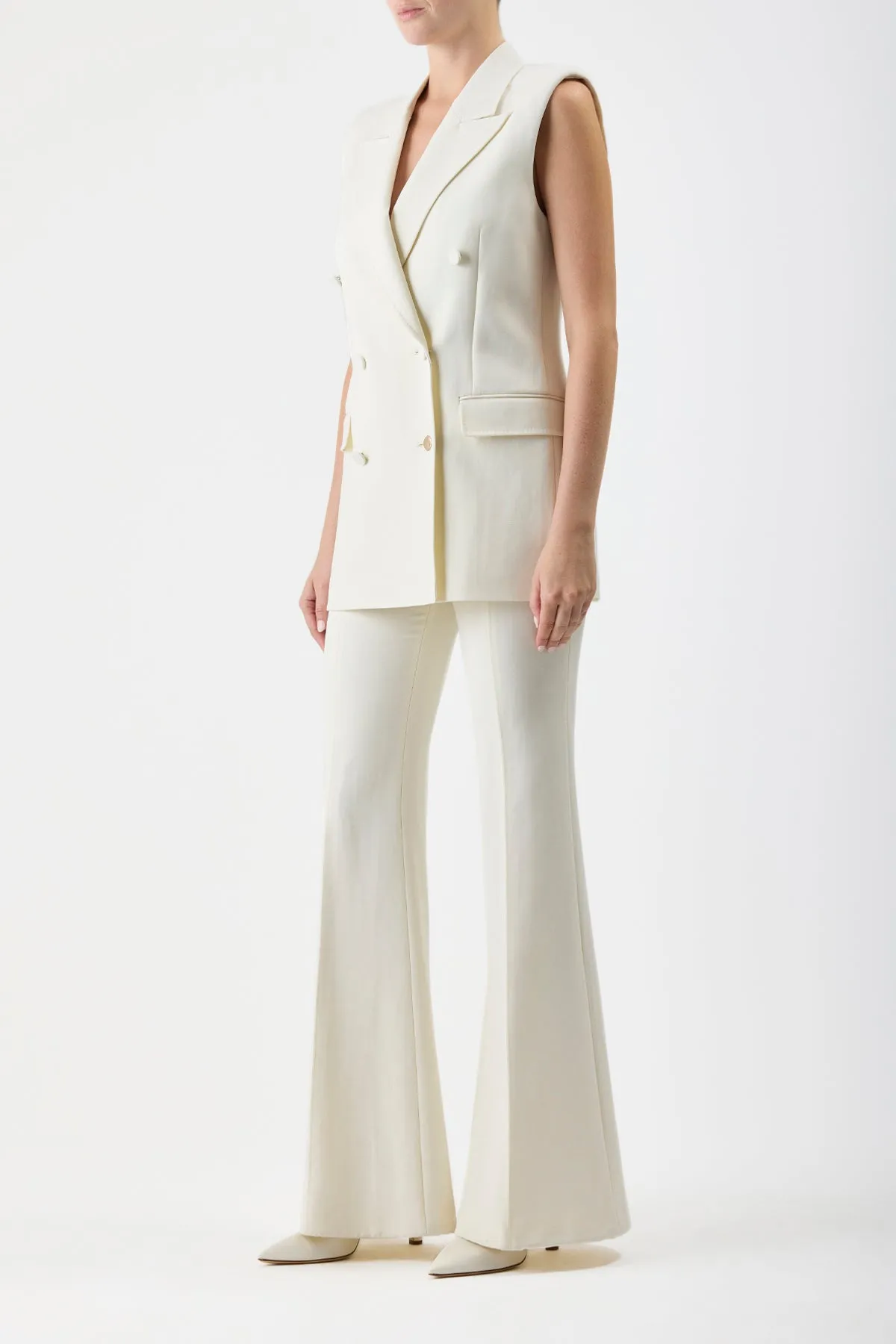 Rhein Pant in Ivory Silk Wool Cady sold by Gabriela Hearst product image thumbnail 4