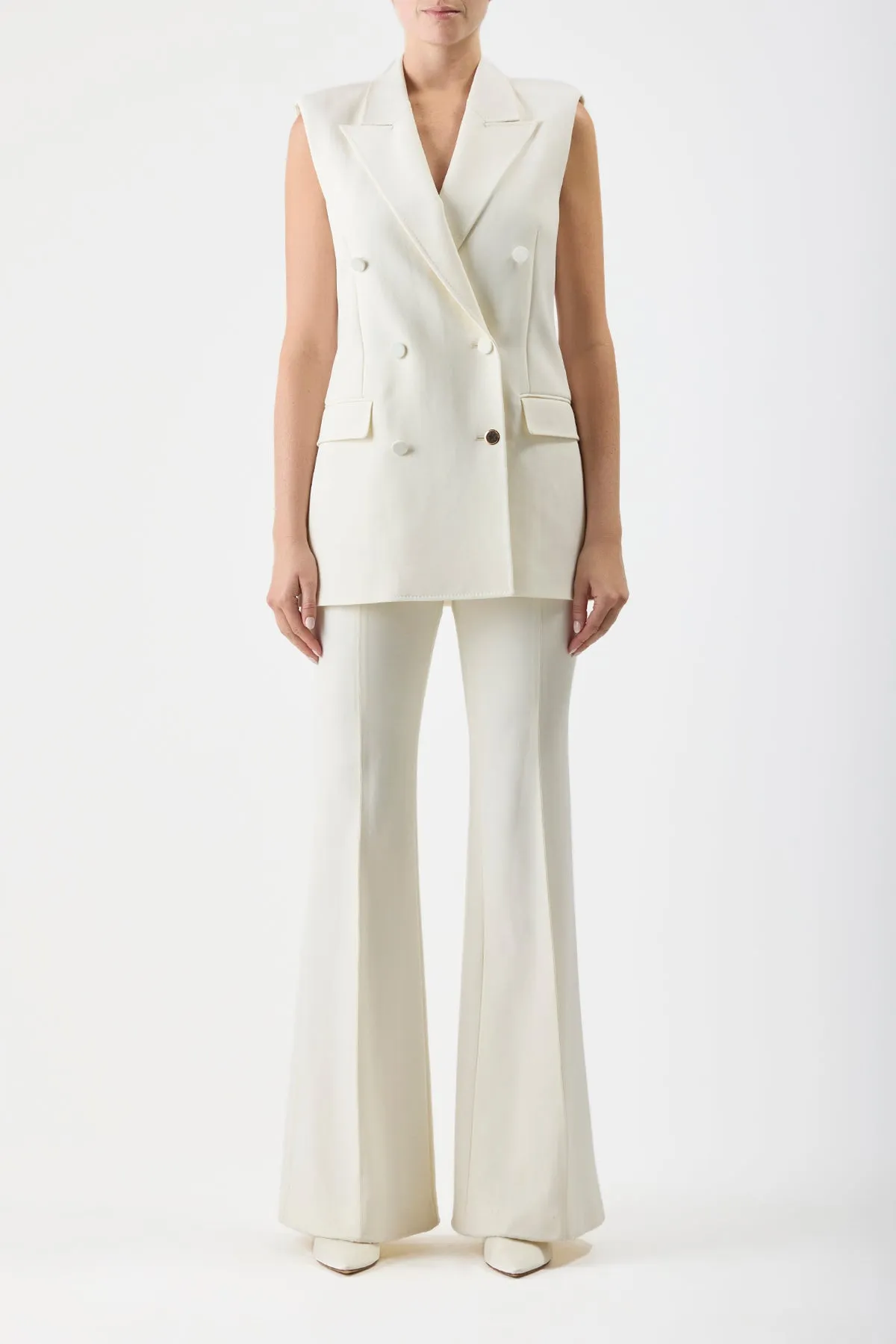 Rhein Pant in Ivory Silk Wool Cady sold by Gabriela Hearst product image thumbnail 3