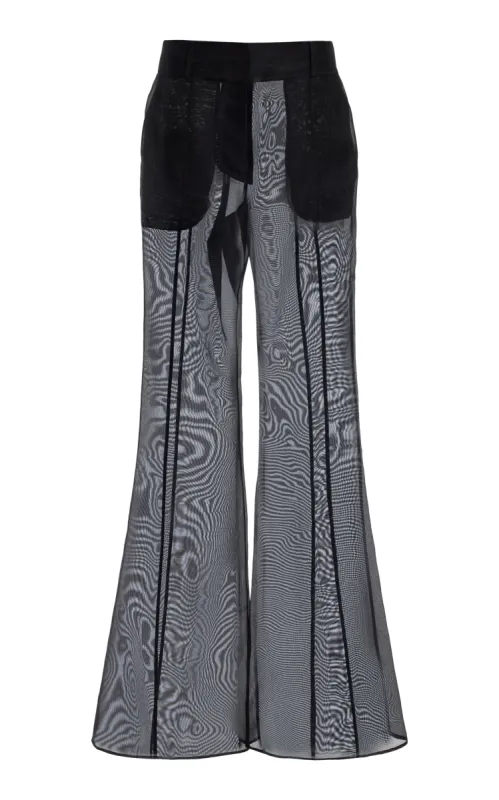 Rhein Sheer Pant in Black Silk Organza sold by Gabriela Hearst