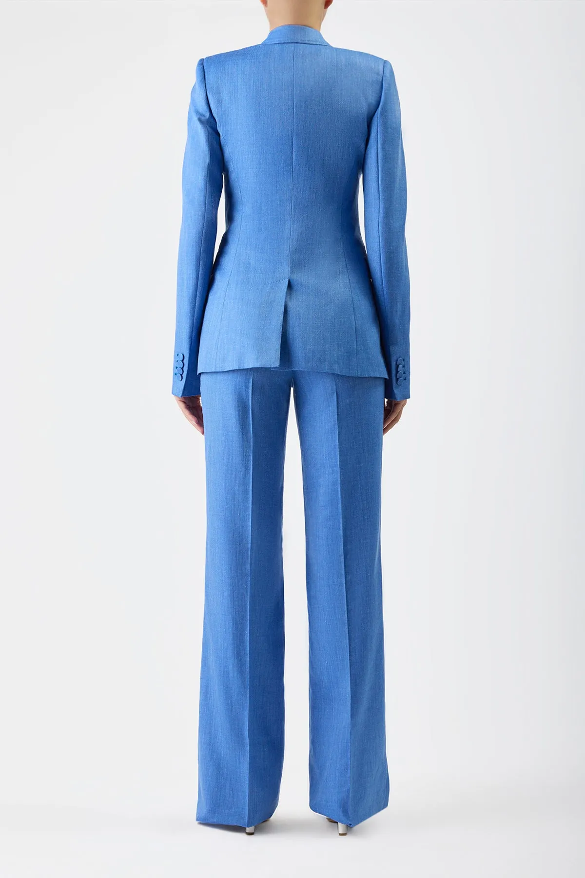 Stephanie Blazer in Sapphire Virgin Wool and Silk Linen sold by Gabriela Hearst product image thumbnail 4