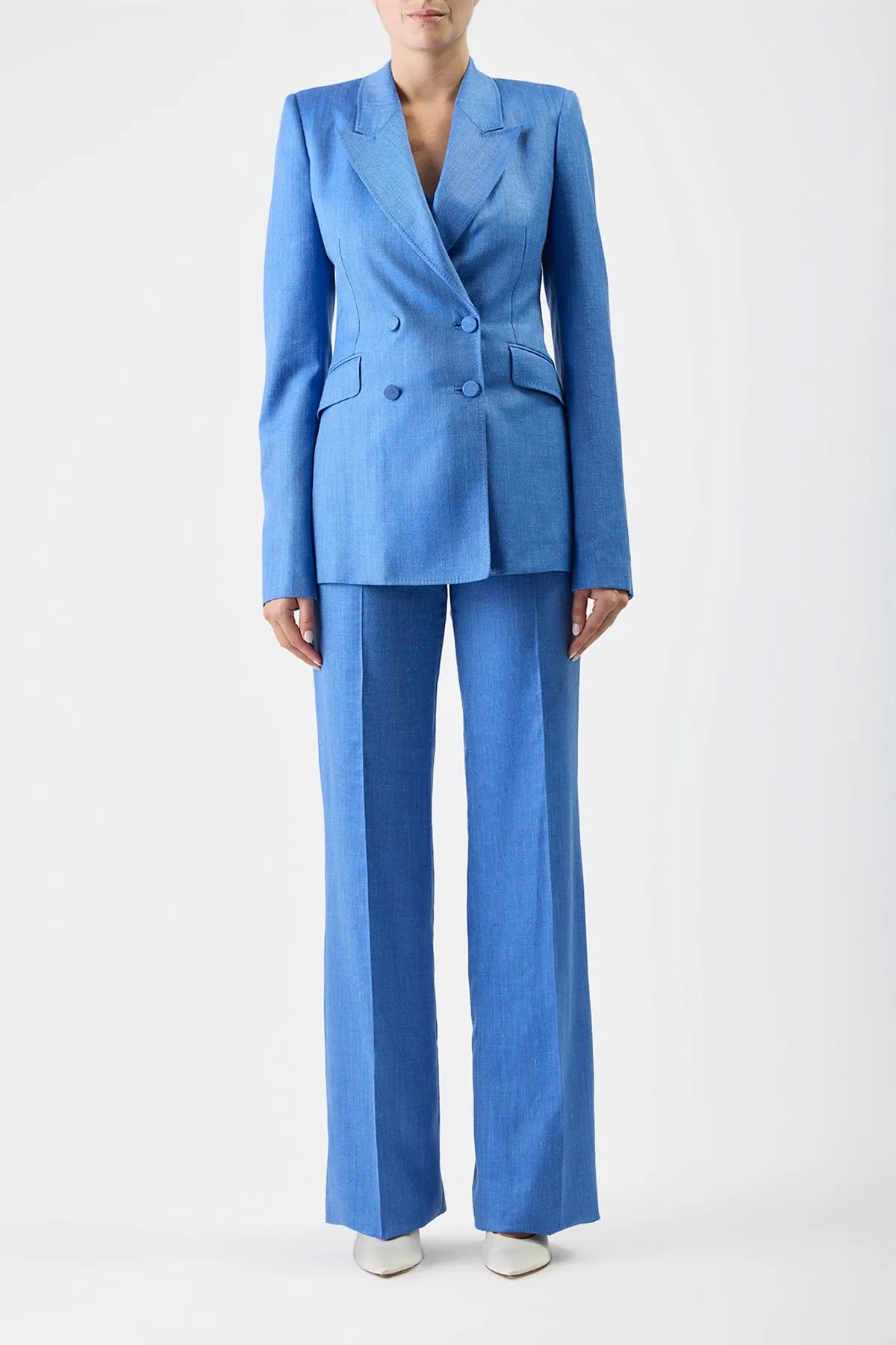 Stephanie Blazer in Sapphire Virgin Wool and Silk Linen sold by Gabriela Hearst product image thumbnail 2