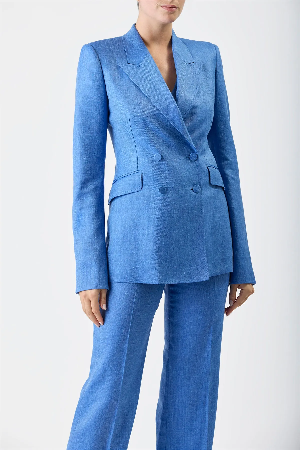 Stephanie Blazer in Sapphire Virgin Wool and Silk Linen sold by Gabriela Hearst product image thumbnail 5