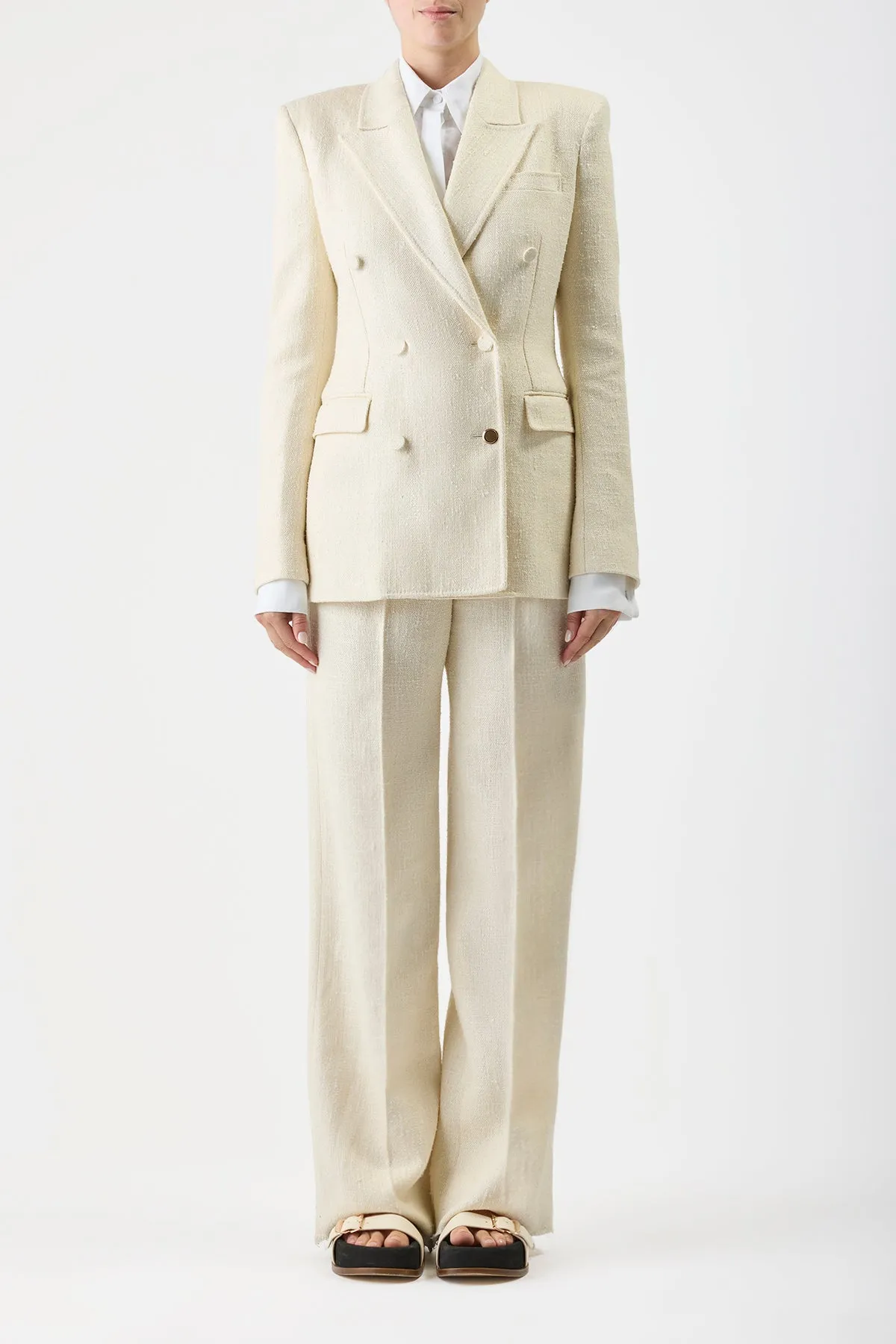 Rhein Pant in Ivory Silk Virgin Wool Slub sold by Gabriela Hearst product image thumbnail 3