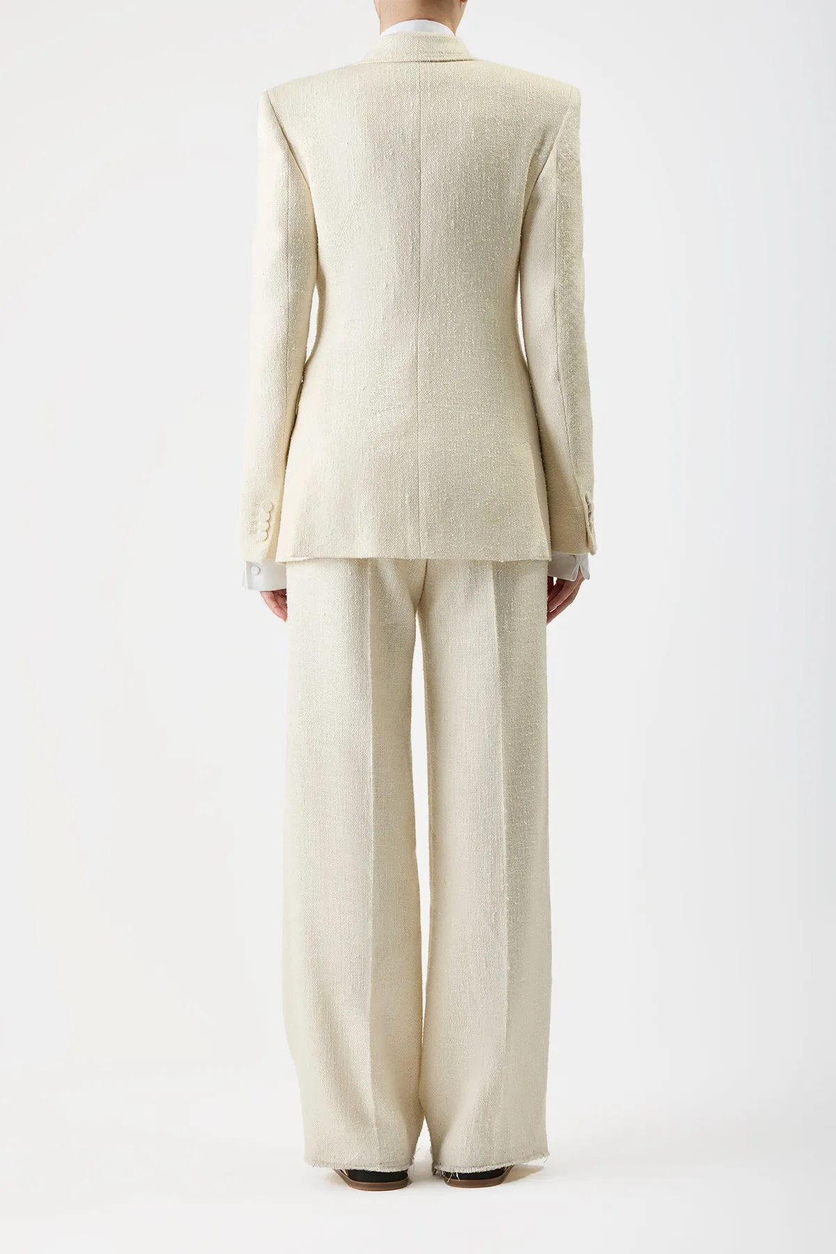 Rhein Pant in Ivory Silk Virgin Wool Slub sold by Gabriela Hearst product image thumbnail 5