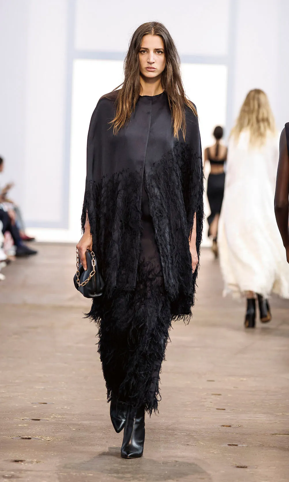 Pauli Feather Cape in Black Silk Satin sold by Gabriela Hearst product image thumbnail 2