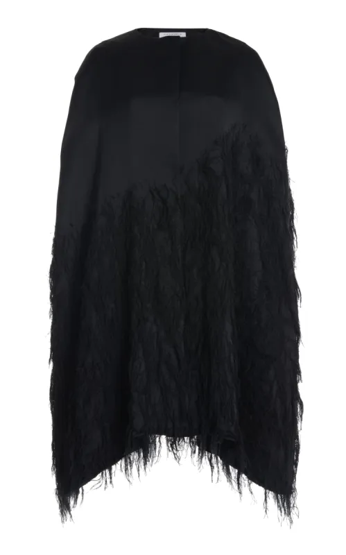 Pauli Feather Cape in Black Silk Satin made by Gabriela Hearst