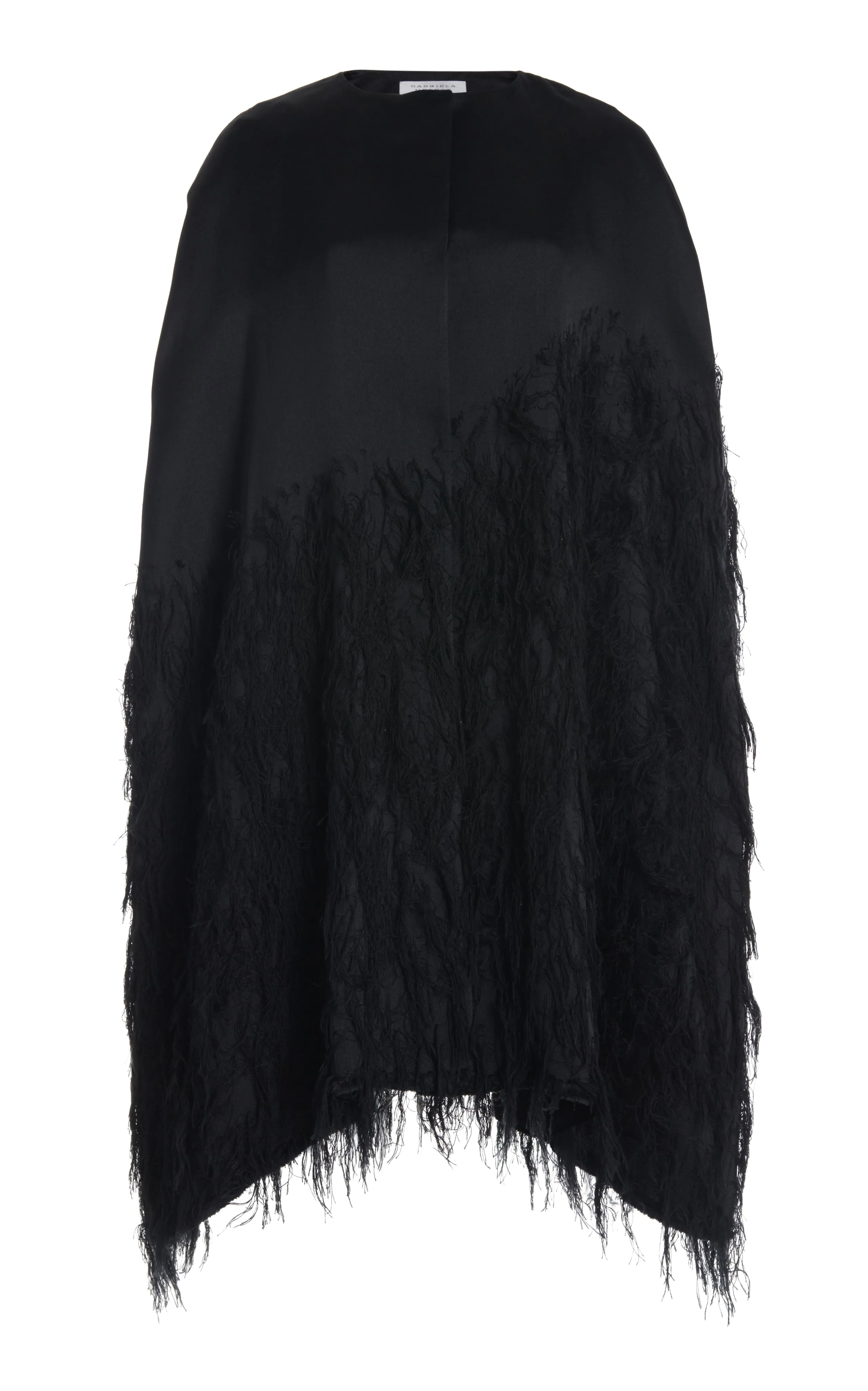 Pauli Feather Cape in Black Silk Satin sold by Gabriela Hearst